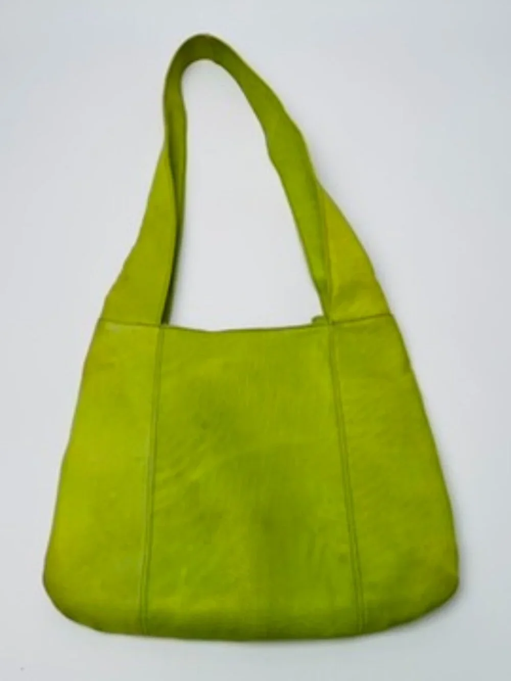 SABINA New York Real Leather Ergonomic Hobo Shoulder Bag Lime Green Chartreuse